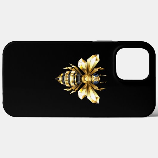 Coques Case-Mate iPhone Logo Faux Gold Foil Bee Polygonal sur Noir (Verso (horizontal))