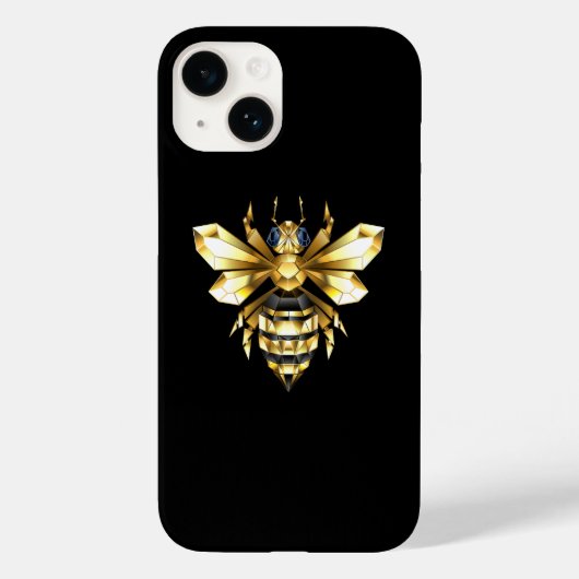 Coques Case-Mate iPhone Logo Faux Gold Foil Bee Polygonal sur Noir (Verso)