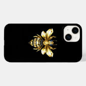 Coques Case-Mate iPhone Logo Faux Gold Foil Bee Polygonal sur Noir (Verso (horizontal))