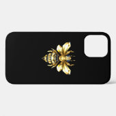 Coques Case-Mate iPhone Logo Faux Gold Foil Bee Polygonal sur Noir (Verso (horizontal))