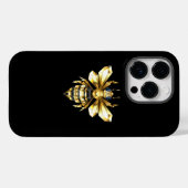 Coques Case-Mate iPhone Logo Faux Gold Foil Bee Polygonal sur Noir (Verso (horizontal))