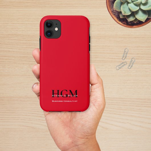 Coques Case-Mate iPhone Logo Monogramme moderne professionnel Noir rouge