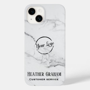Coque Pour iPhone 14 Logo personnalisé élégant en marbre blanc