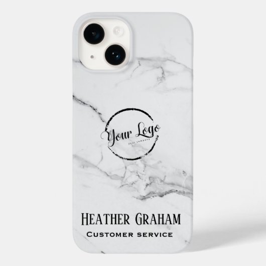 Coques Case-Mate iPhone Logo personnalisé élégant en marbre blanc (Verso)