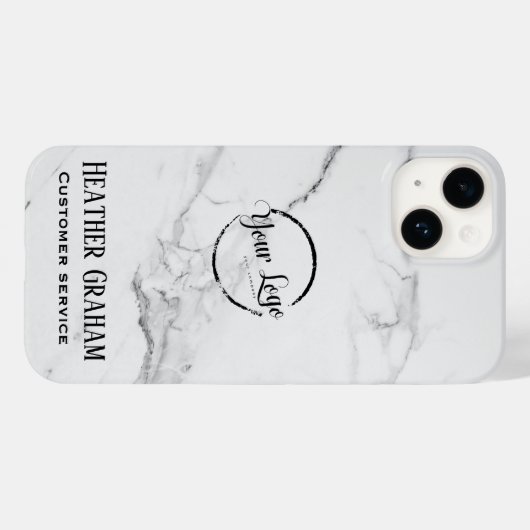 Coques Case-Mate iPhone Logo personnalisé élégant en marbre blanc (Verso (horizontal))