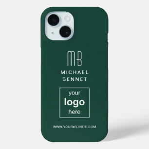 Coque Pour iPhone 15 Logo personnalisé Monogramme Vert