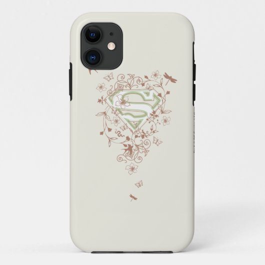 Coques Case-Mate iPhone Logo Supergirl Green Floral (Dos)