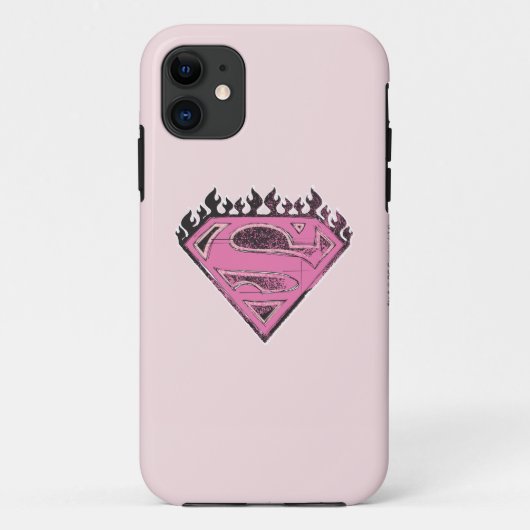 Coques Case-Mate iPhone Logo Supergirl rose avec flammes (Dos)