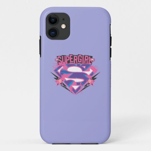Coques Case-Mate iPhone Logo Supergirl rose et violet Grunge (Dos)