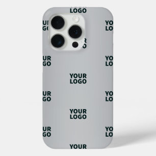 Coque iPhone 15 Pro Logos répétitifs sur dégradé gris (couleur modifia
