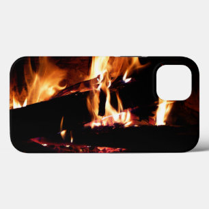 iPhone 13 Coque Logs dans la cheminée Photographie de feu chaud