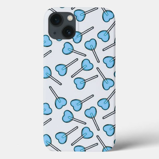 Coques Case-Mate iPhone Lollipops en forme de coeur bleu (Verso)