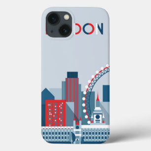 iPhone 13 Coque Londres, Angleterre horizon rouge, blanc et bleu