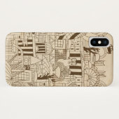 Coques Case-Mate iPhone Londres tirée par la main sur le vieux papier (Dos (Horizontal))