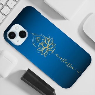 Coque Pour iPhone 15 Lotus & Om personnalisés - Nom personnalisé minima