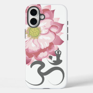 iPhone 16 Plus Case Lotus Rose Yoga Fleur et Calligraphie Zen Om Aum