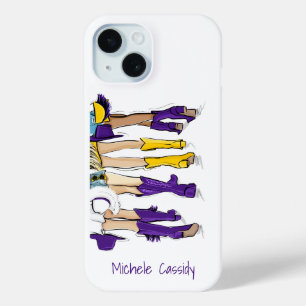 Coque Pour iPhone 15 Louisiana Dames Mode Cowboy Boot violet jaune