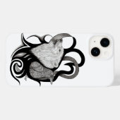 Coques Case-Mate iPhone Loup blanc avec art tribal coréen (Verso (horizontal))