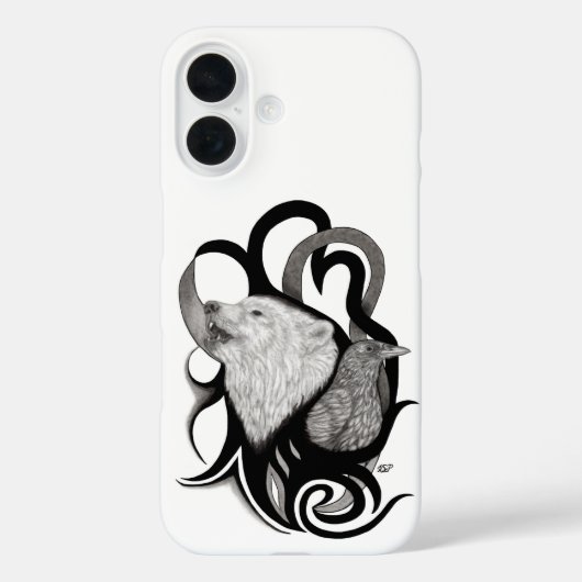 Coques Case-Mate iPhone Loup blanc avec art tribal coréen (Verso)