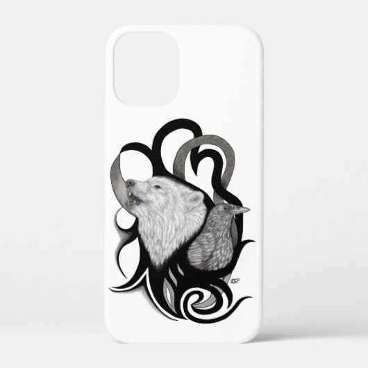 Coques Case-Mate iPhone Loup blanc avec art tribal coréen (Verso)