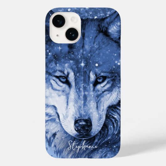 Coques Case-Mate iPhone Loup céleste mignon fille bleue personnalisée (Verso)