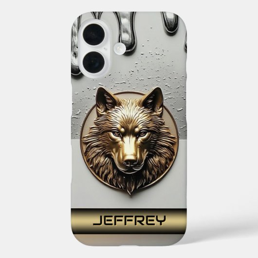 Coques Case-Mate iPhone Loup Doré Avec Nom Personnalisé 🐺 (Verso)