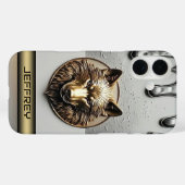 Coques Case-Mate iPhone Loup Doré Avec Nom Personnalisé 🐺 (Verso (horizontal))