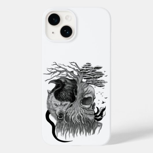 Coques Case-Mate iPhone Loup et corbeau avec crâne (Verso)