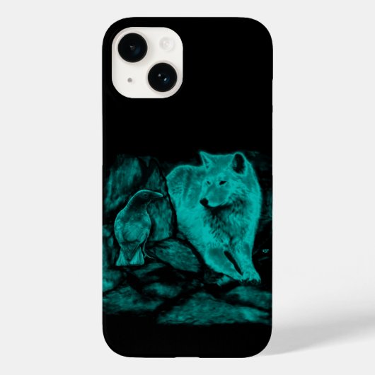 Coques Case-Mate iPhone Loup et corbeau dans la nuit (Verso)