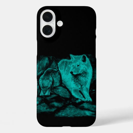 Coques Case-Mate iPhone Loup et corbeau dans la nuit (Verso)