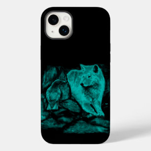 Coque Pour iPhone 14 Plus Loup et corbeau dans la nuit