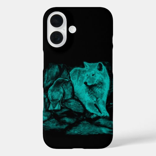 Coques Case-Mate iPhone Loup et corbeau dans la nuit (Verso)