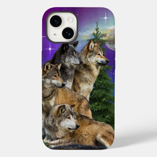 Coques Case-Mate iPhone Loup et Lune (Verso)