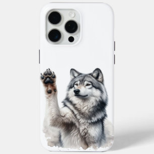 Coque iPhone 15 Pro Max Loup gris artistique en aquarelle