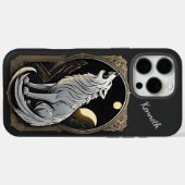 Coques Case-Mate iPhone Loup hurlant contre ciel nocturne avec des planète (Verso (horizontal))