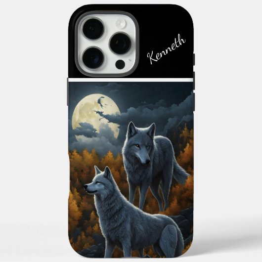 Coques Case-Mate iPhone Loup hurlant dans la nuit Lune (Verso)