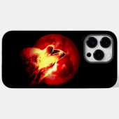 Coques Case-Mate iPhone Loup, lune et ciel rouge (Verso (horizontal))