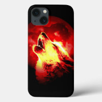 Loup, lune et ciel rouge