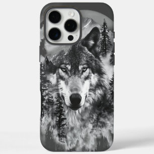 Coques iPhone 16 Pro Max Loup majestueux émergeant de la forêt brumeuse à l