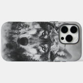 Coques Case-Mate iPhone Loup majestueux regardant sous une pleine lune lum (Verso (horizontal))