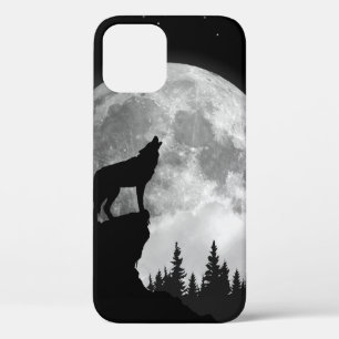 Case-Mate iPhone Case Loup noir et blanc hurlant sur la lune