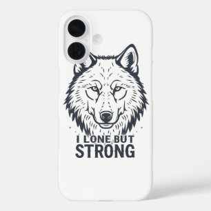 Coques iPhone 16 Loup solitaire motivant "Seul mais fort"