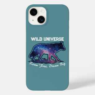 Coque Pour iPhone 14 Loup solitaire silhouette de galaxie (univers sauv
