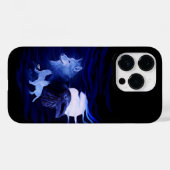 Coques Case-Mate iPhone Loups et corbeau avec pleine lune (Verso (horizontal))