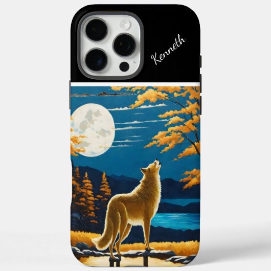 Coques Case-Mate iPhone Loups hurlant à la Pleine lune au coucher du solei (Verso)