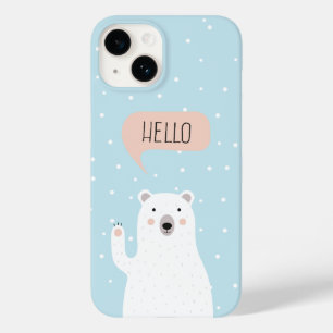 Coque Pour iPhone 14 L'ours polaire mignon dans la neige dit Bonjour