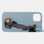 Coques Case-Mate iPhone Loutre de mer flottant sur le dos dans l'océan (Verso (horizontal))