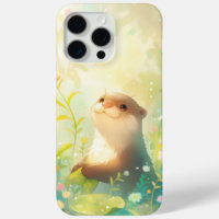 Loutre joyeuse dans un monde floral pluvieux