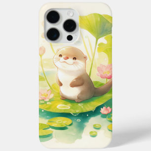 Coque iPhone 15 Pro Max Loutre sur un nénuphar