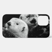 Coques Case-Mate iPhone Loutres de mer : Paire blanche noire. (Verso (horizontal))